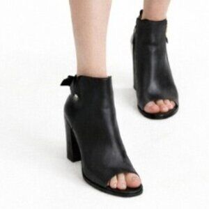 Rag & Bone Wyatt Black Leather Sling Back Peep Toe Heel, Size 40 (US 10)